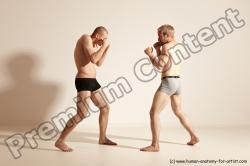 Underwear Martial art Man - Man White Moving poses Slim Short Blond Dynamic poses Academic